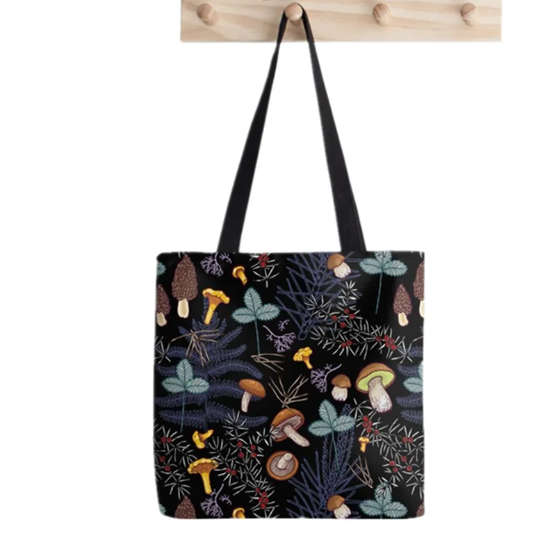 

Shopper dark wild forest mushrooms Printed Tote Bag women Harajuku shopper handbag girl Shoulder shopping bag Lady Canvas Bag