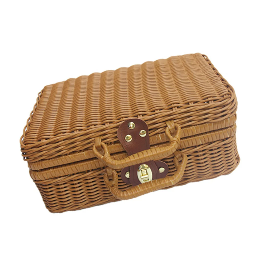 

1Pc Woven Style Fruit Storage Basket Retro Basket Hand-held Box