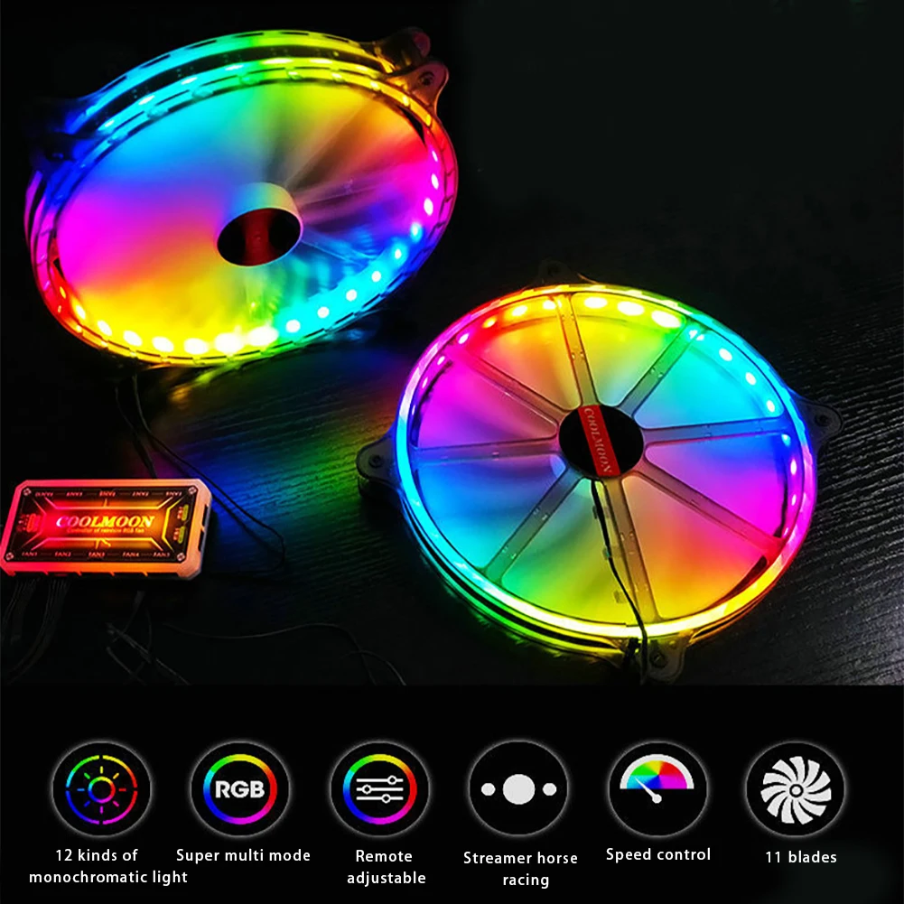 Тихий чехол для компьютера 20 см RGB охлаждающий вентилятор ЦП легкая установка с