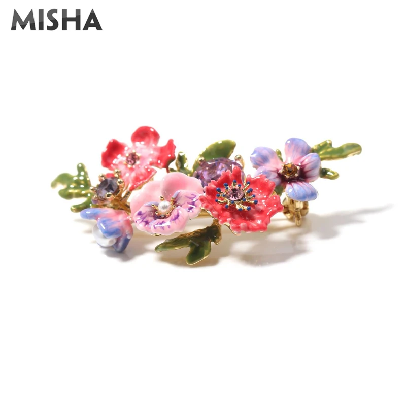 MISHA, Роскошные Ювелирные наборы, очаровательное дамское ожерелье, брошь с серьгами, эмалированная глазурь, цветок, ювелирное изделие, подарок, ожерелье, серьги, наборы 1092