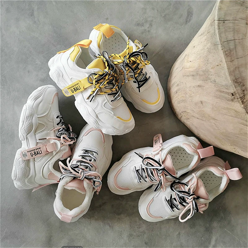 Кроссовки на платформе трендовая женская обувь толстой подошве для тренировок