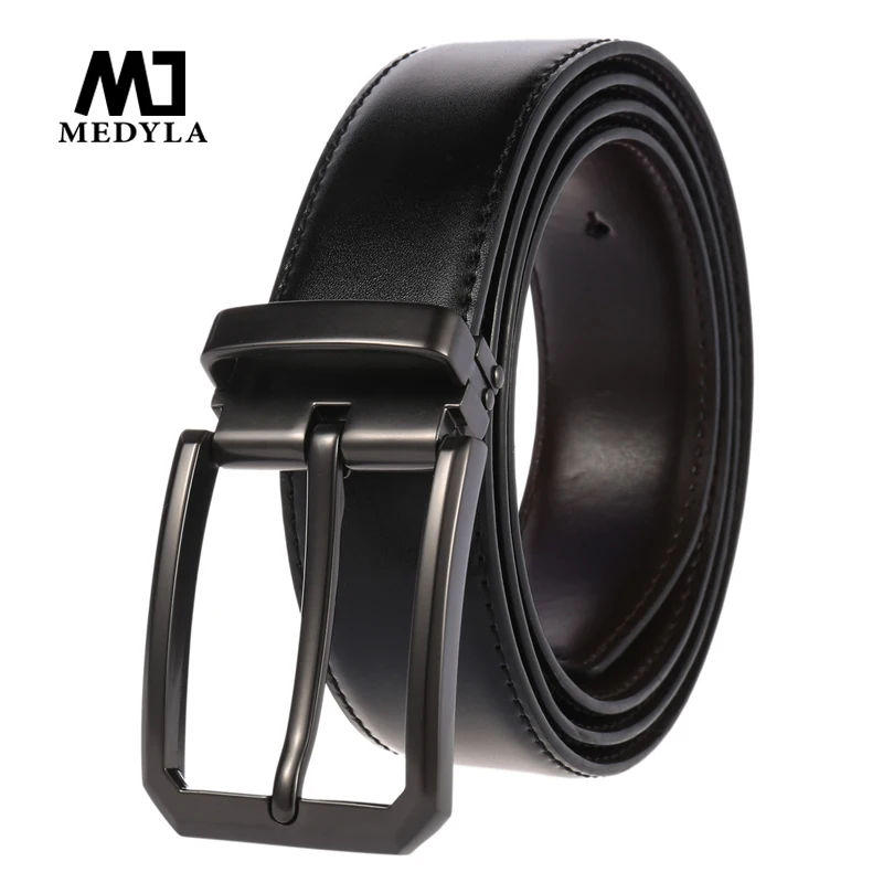 MEDYLA Men's belt Genuine Leather Belt High Quality Luxury Strap Classic Pin Buckle Male Belt Jeans Belt for Men LY3978