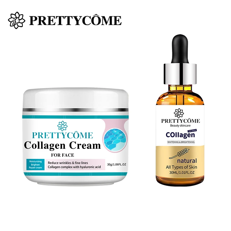 

Набор для ухода за кожей лица PRETTYCOME отбеливание коллагена, крем для лица, сыворотка для лица, против морщин, упругие косметические средства, ...