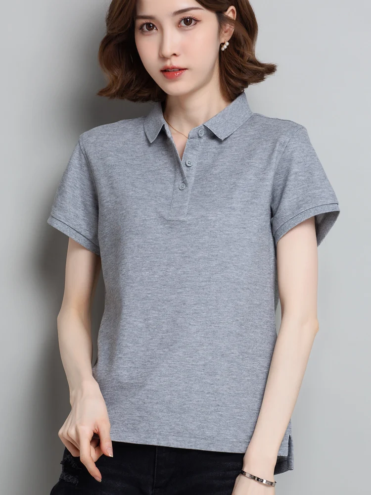 

Новинка 2021, женская рубашка-поло на заказ, Женская рекламная рубашка-поло с коротким рукавом A668, синяя, красная, Черная