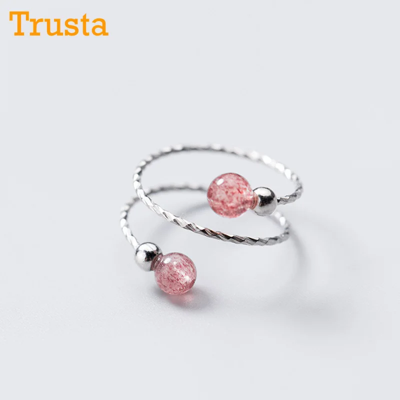 Trusta, 925 пробы, Настоящее серебро, модные женские Многослойные кольца с кристаллами клубники, размер 5, 6, 7, прекрасный подарок для девочек, DS631