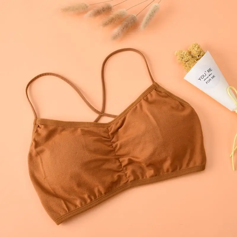 Женский бесшовный бюстгальтер однотонный без косточек с перекрестной спинкой