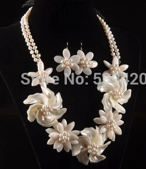 Бесплатная доставка&gt жемчужные серьги с цветочным кулоном из бисера ожерелье