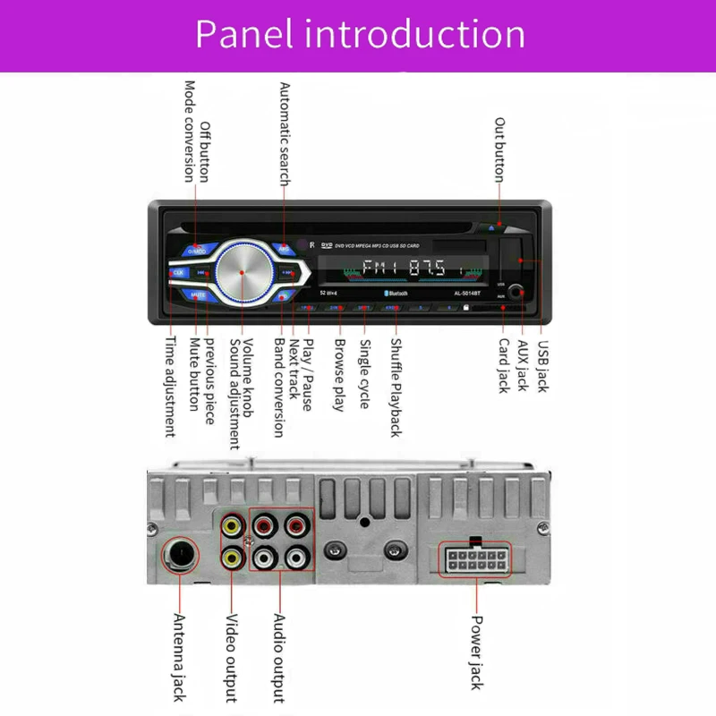 Автомагнитола 1 DIN с поддержкой Bluetooth автомагнитола функцией громкой связи USB