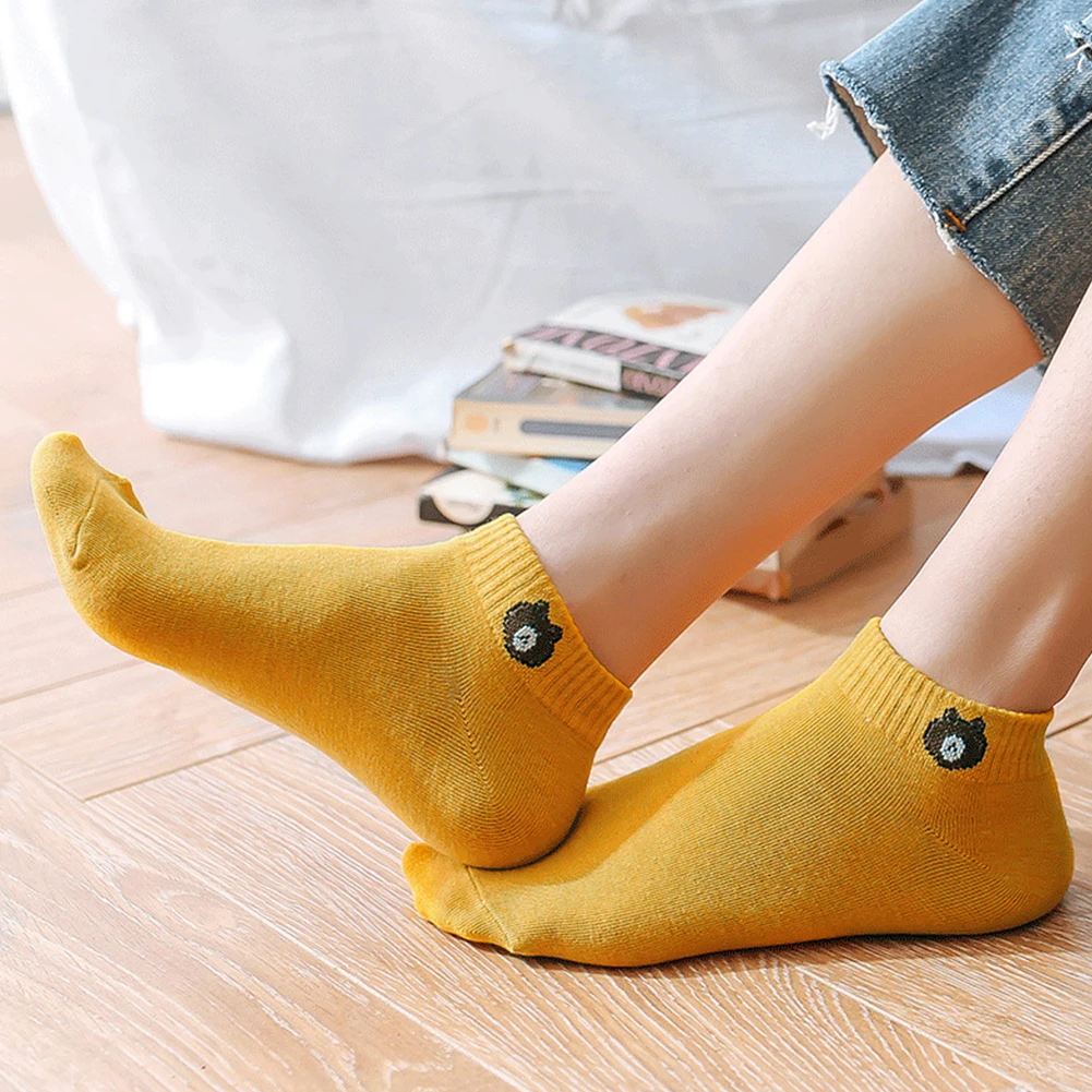 

Womens Harajuku Lovely Cartoon Animals Bear Short Socks Cotton Ankle Socks Comfortable Female Girls Ladies Spring Summer Socks