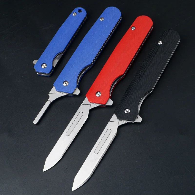

HWZBBEN Replaceable Blades Pocket Folding Knives EDC Outdoor Emergency Scalpel Knife Cut Rope Carving Multitool Utility Knife