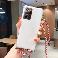 luxury lanyard silicone phone case for samsung galaxy s22 s21 s20 fe s10 note 20 10 j8 j7 j6 plus ultra thin necklace rope cover