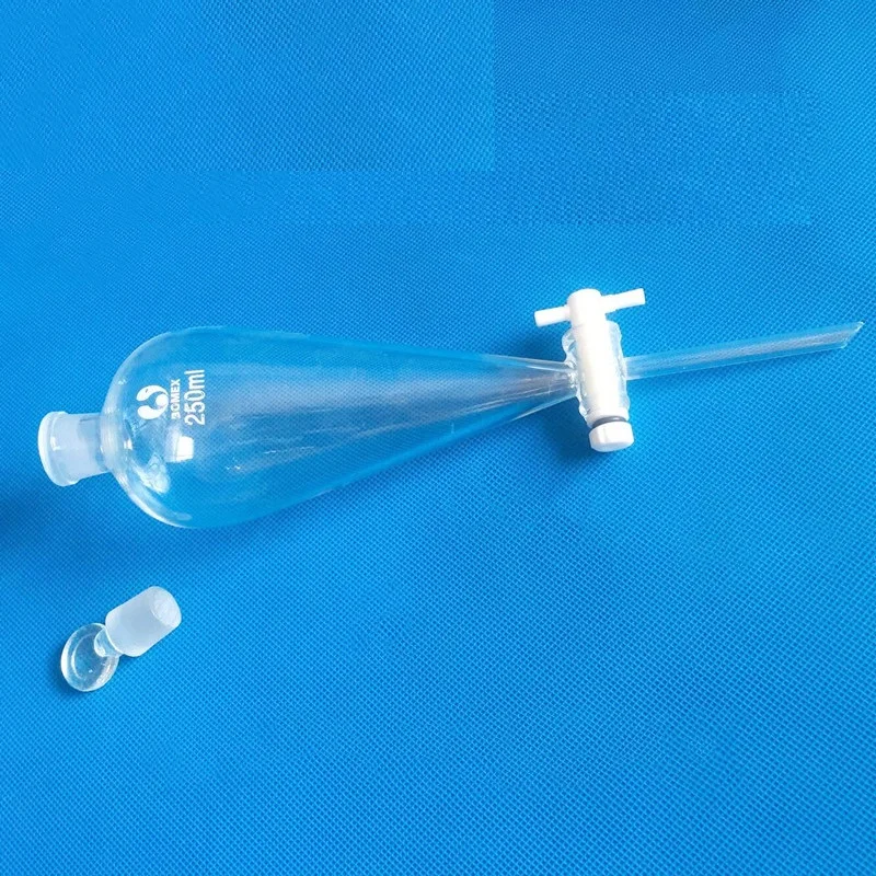 

1pcs 60ml 125ml 250ml 500ml 1000ml 2000ml pear-shaped Separating Funnel Glass Lab Glassware with PTFE piston