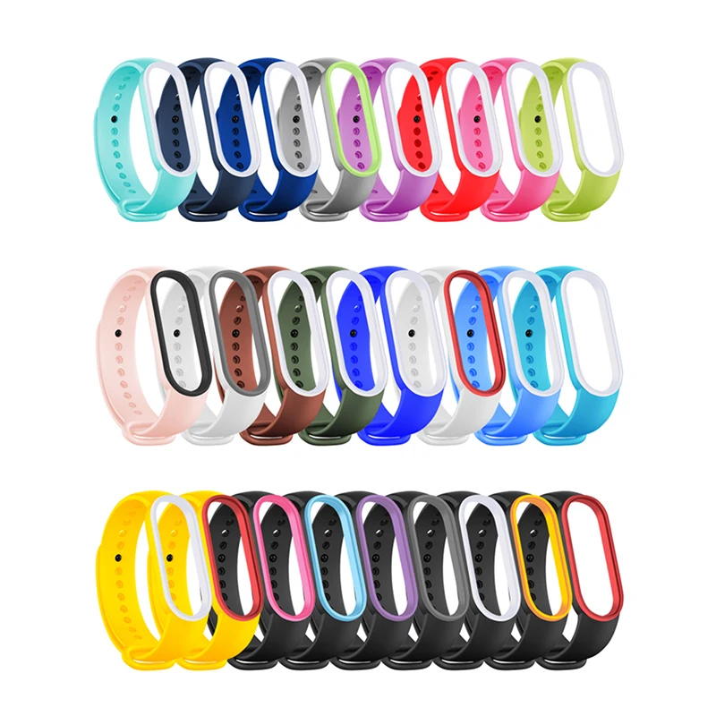 Браслет двухцветный для Xiaomi Mi Band 5 спортивный силиконовый ремешок наручных часов