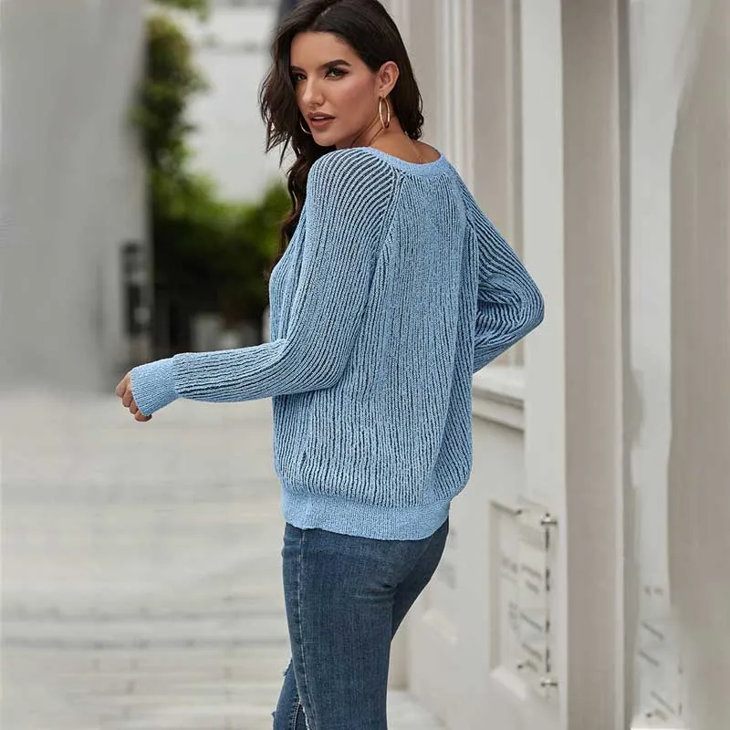 

2020 Autumn Sexy Women Sweaters Knit V Neck Sweater Pullover Women Long Sleeve Jumper Ladies Loose Knitted Sweaters For Women