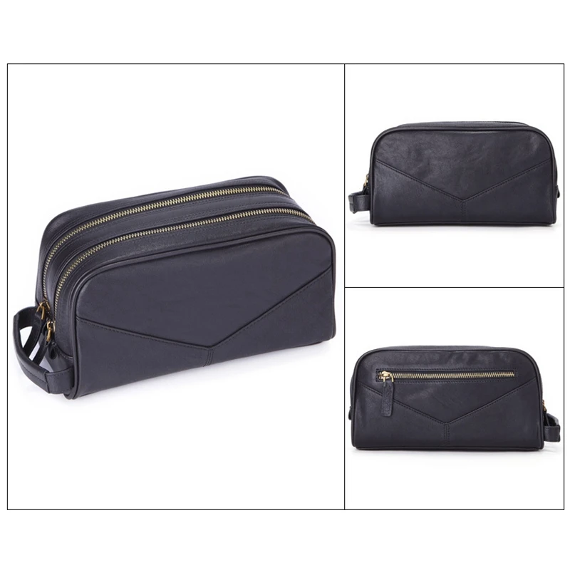 MISFITS Men's Wash Bag Multi-Function Ladies Cosmetic Large-Capacity Leather Double-Layer Handbag |