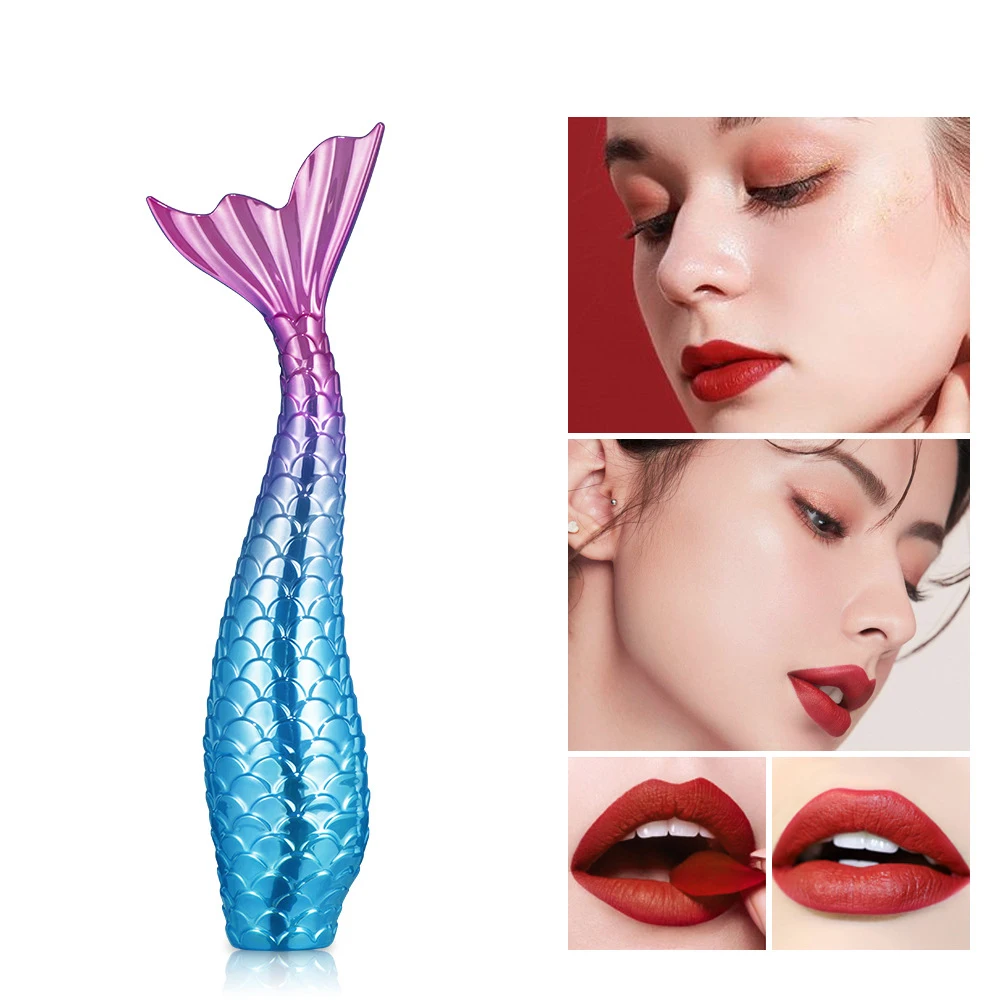 

Mermaid Tail Matte Lipsticks For Women Lip Gloss Non-Stick Cup Non-Fading Lip Glaze Red Black Velvet Nude Long Lasting Lipstick