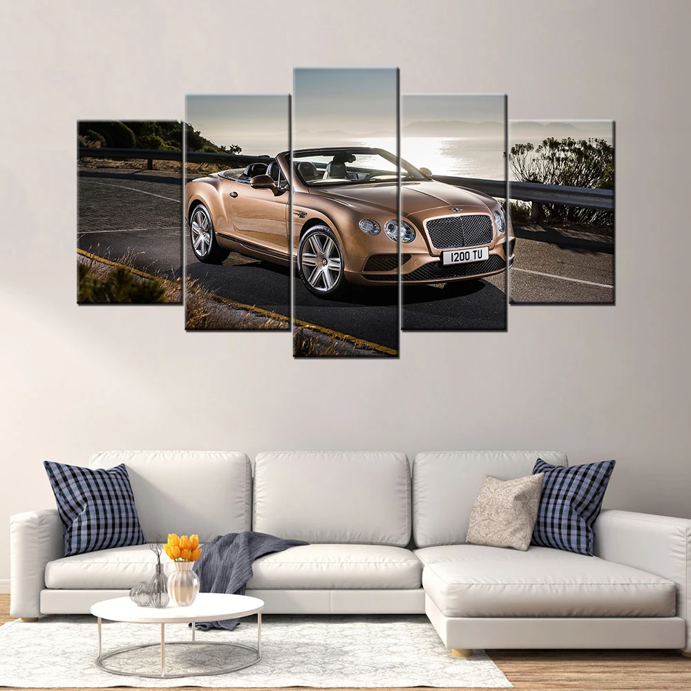 Модульные картины Настенная картина HD принты 5 шт. Bentley Continental Supercar Картина на