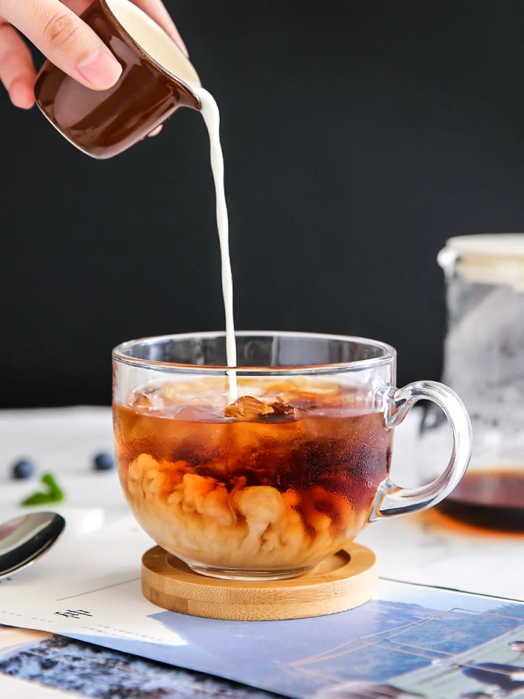 Креативная кофейная стеклянная многоразовая чайная чашка набор прозрачная