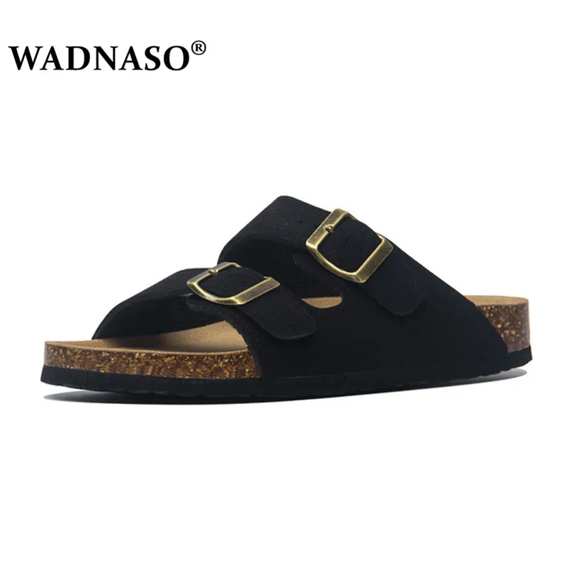 Мюли мужские замшевые с двумя пряжками летние модные Мягкие Шлепанцы из