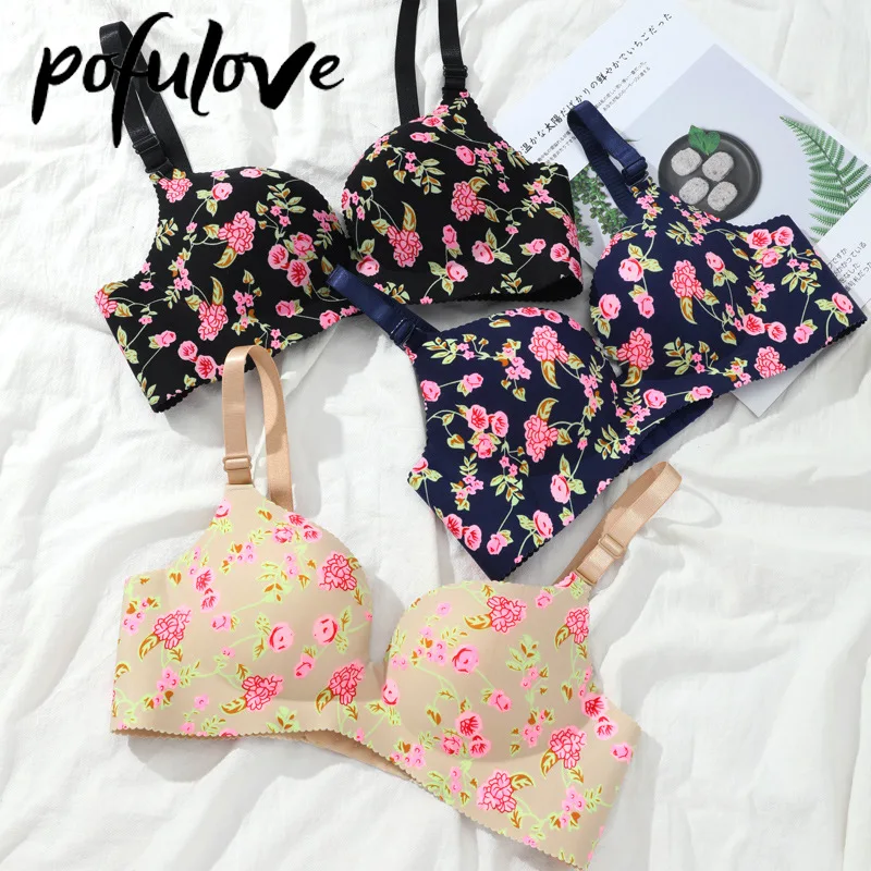 

Бюстгальтер для девочек-подростков, милое женское нижнее белье с цветочным рисунком, без косточек, бюстгальтер с цветочным рисунком, 75 A B, ст...