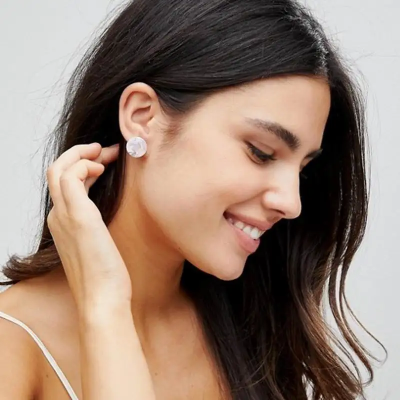 Boho креативный Ацетатный круглый Леопардовый принт серьги-гвоздики для женщин