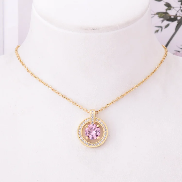 

Fashion double round necklace clavicle chain titanium steel female pendant simple all-match jewelry hot sale