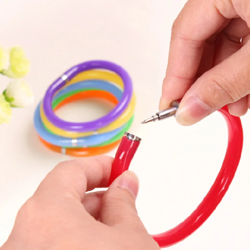 

5 Creative Flexible Ballpoint Pens Cute Soft Plastic Bracelet Ballpoint Pen Promotional Pen School Office Gifts