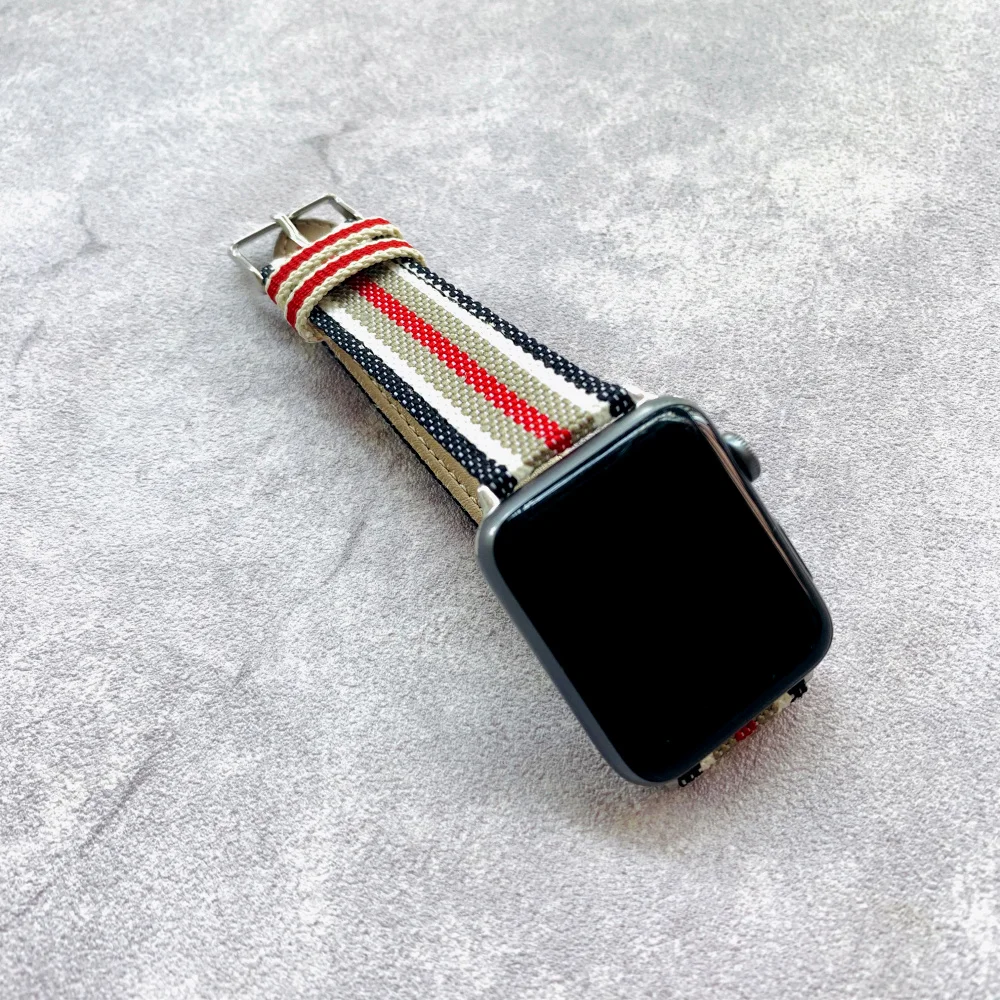 Модный нейлоновый ремешок в полоску для часов Apple Watch 38 мм 40 42 44 iWatch из нейлона