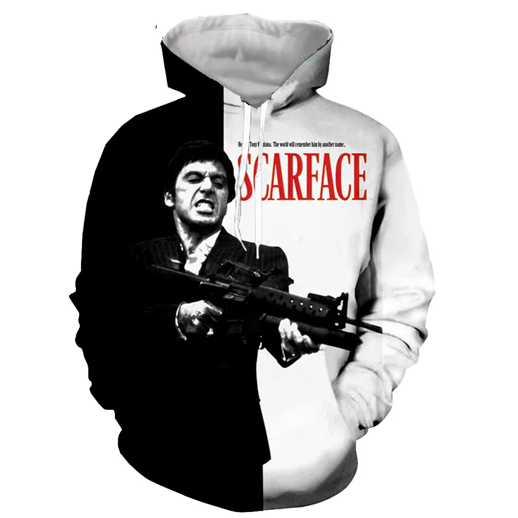 

Забавные новые модные толстовки Scarface с длинным рукавом и 3D принтом на молнии/толстовки/кофты/Куртки/мужские/женские Топы Прямая поставка