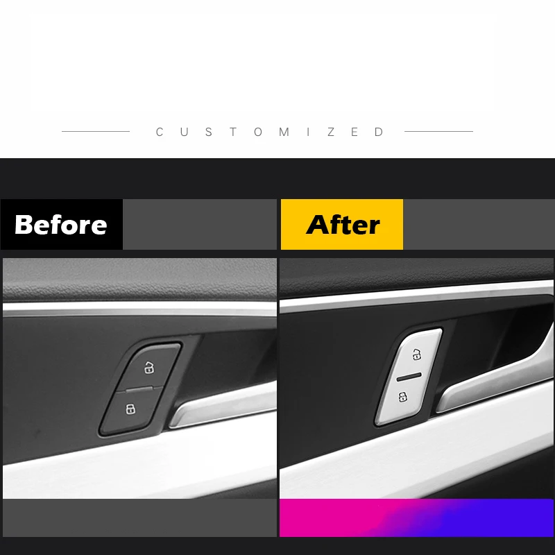

Car Door Unlock Button Stickers Switch Button Cover Trim Handle Stickers Suitable For Audi A4 B9 A3 Q5 Q3 Car Interior Styling
