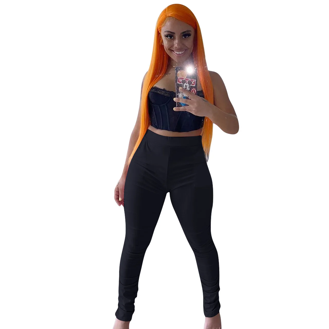 

Zoctuo Solid Trouser Pants for Women Fashion Stacked Pencil Long Pants Classic Ruched Leggings Trousers Activewear