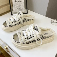 2021 new summer net celebrity womens shoes niche canvas slippers outside fashion fairy style sandals thick soles