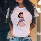 Футболка женская базовая с героями Диснея, Модная современная рубашка в стиле Харадзюку с изображением белоснежных сказочных персонажей из мультфильмов, уличная одежда, Прямая поставка