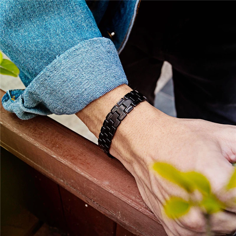 

21CM Europe America Street Hip Hop Pop YSM Stainless Steel Simple Black Bracelets For Men Fashion Wild Jewelry 2021 Trend