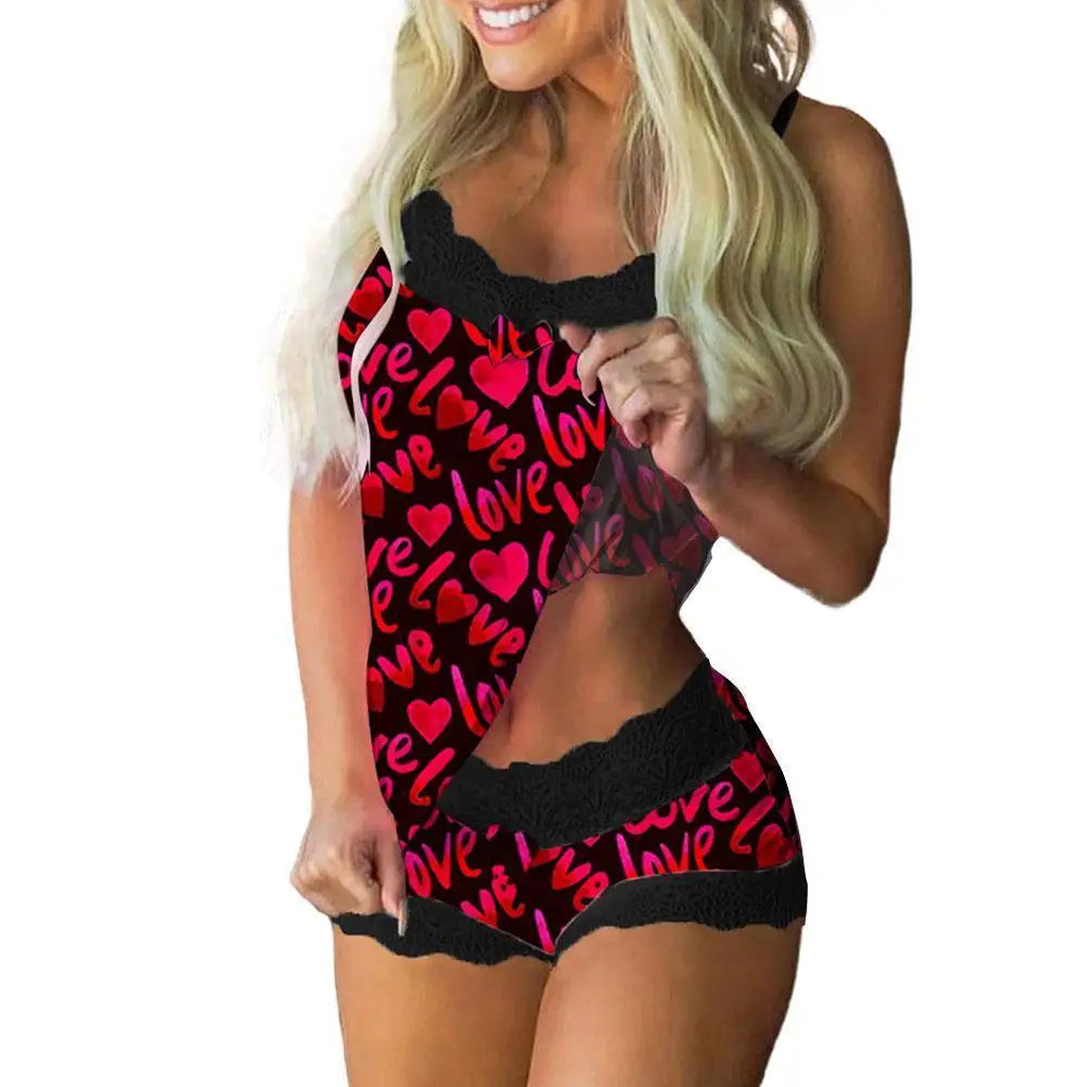 

2021 New Summer Sleeveless Lace Pajama Sets For Women Pajamas Pajamas Nightwear Comfortable Sexy Pajamas Sets Ladies V2D6