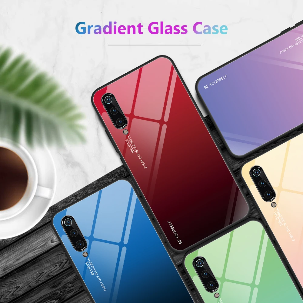 Чехол из закаленного стекла для Xiaomi mi 9T Pro A3 Pocophone F1 x 2S 3 Max3 градиентный цветной