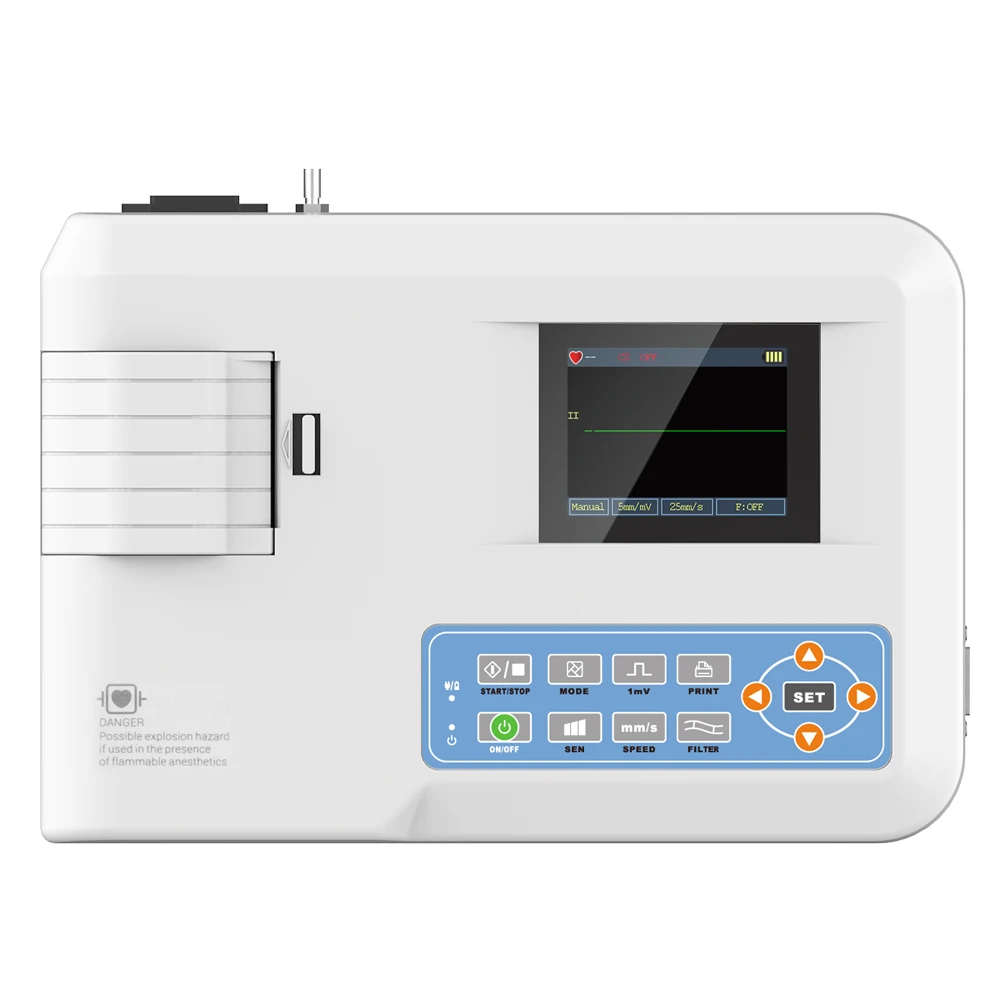 ECG100G ЭКГ машина цветной дисплей фотография одноканальный 12 выводов монитор +