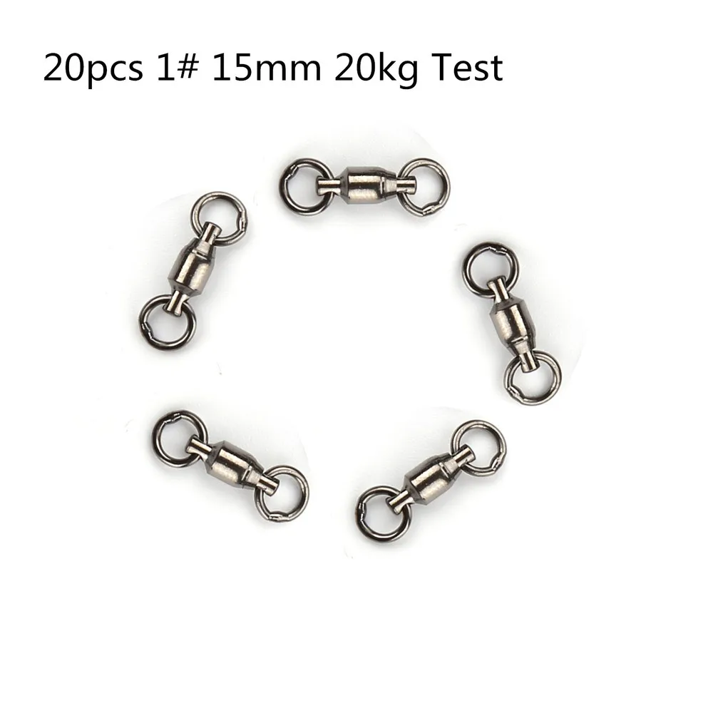 20pcs Size 1 JOSHNESE 10 шт/20 штук Размеры 0/1/2/4/6/7/8# Нержавеющая сталь рыболовный крючок шарикового поворотного подшипника с твердых серебряное кольцо разъем рыболовный крючок - Цвет: 20pcs Size 1