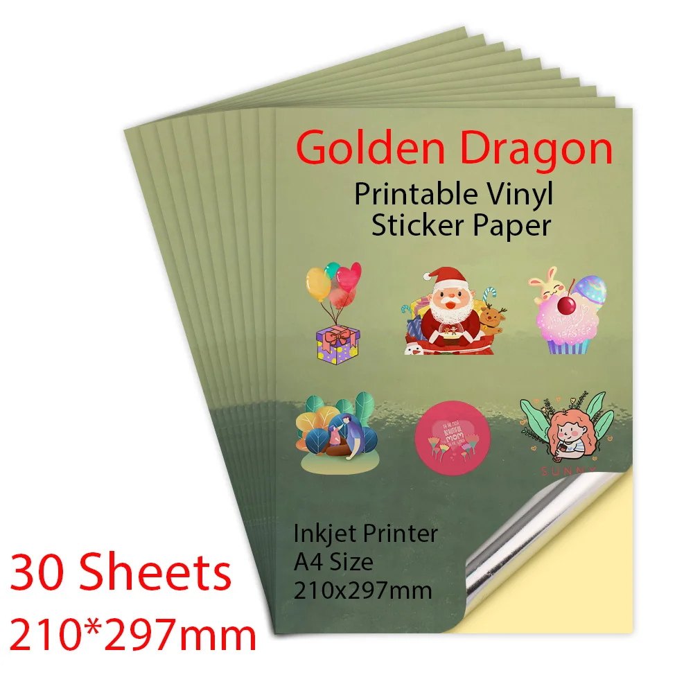 

Бумага для струйного принтера, А4, Виниловая наклейка для печати, 30 листов, водостойкая