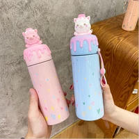 alpaca cartoon 304 stainless steel cute thermos water bottle portable vacuum flask for children coffee mug insulated cup