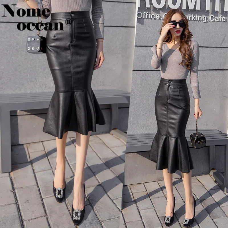 Сексуальные юбки из искусственной кожи для женщин плиссированная юбка русалки