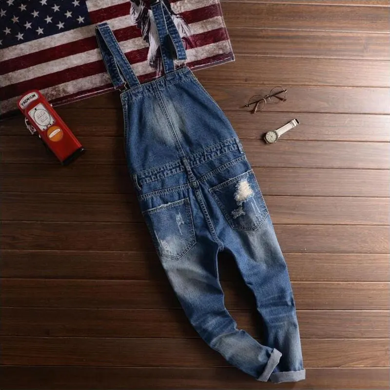 Мужской джинсовый комбинезон Новый Повседневный светильник синие джинсовые