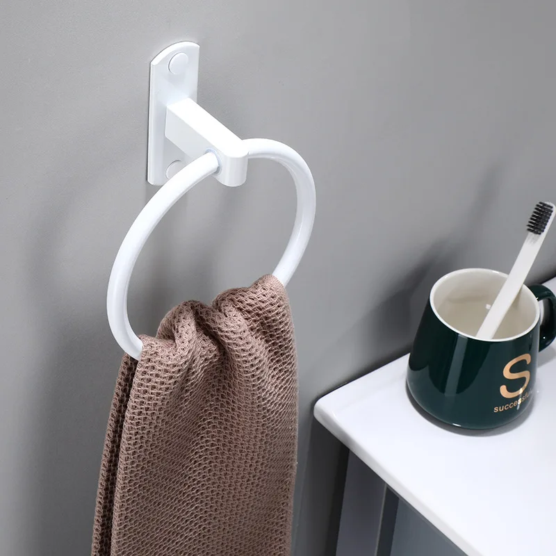 

Towel Hanger Wall Mounted Towel Ring White Towel Rack Bathroom Aluminum Towel Bar Rail Bathroom Towel Holder