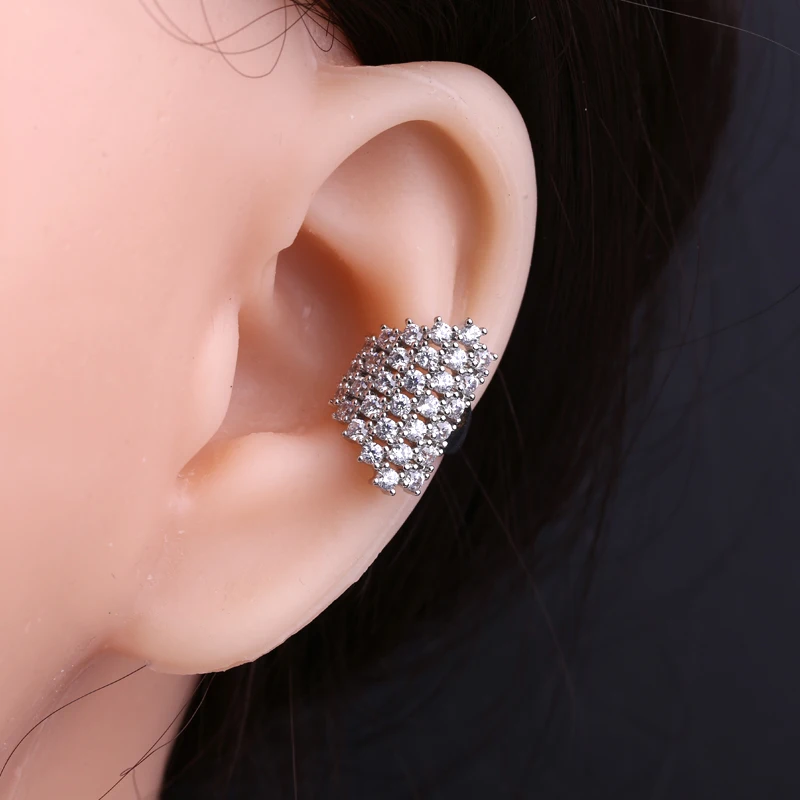 

UNNAIER full diamond ear bone clip double layer no pierced personality high-end super fairy light luxury exquisite earrings