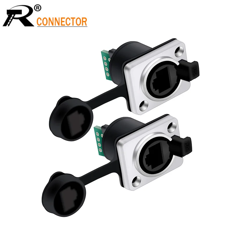 10pcs/lot RJ45 Waterproof Aviation Connector with PCB Board   Female Network Socket Panel Mount Ethernet Network  Copper 8P8C