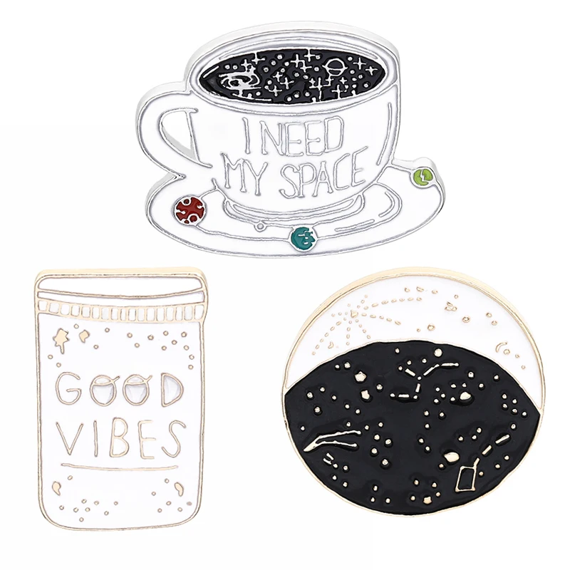 GOOD VIBES Созвездие Космос Вселенная брошь Warfare джинсовые куртки булавка рубашка с