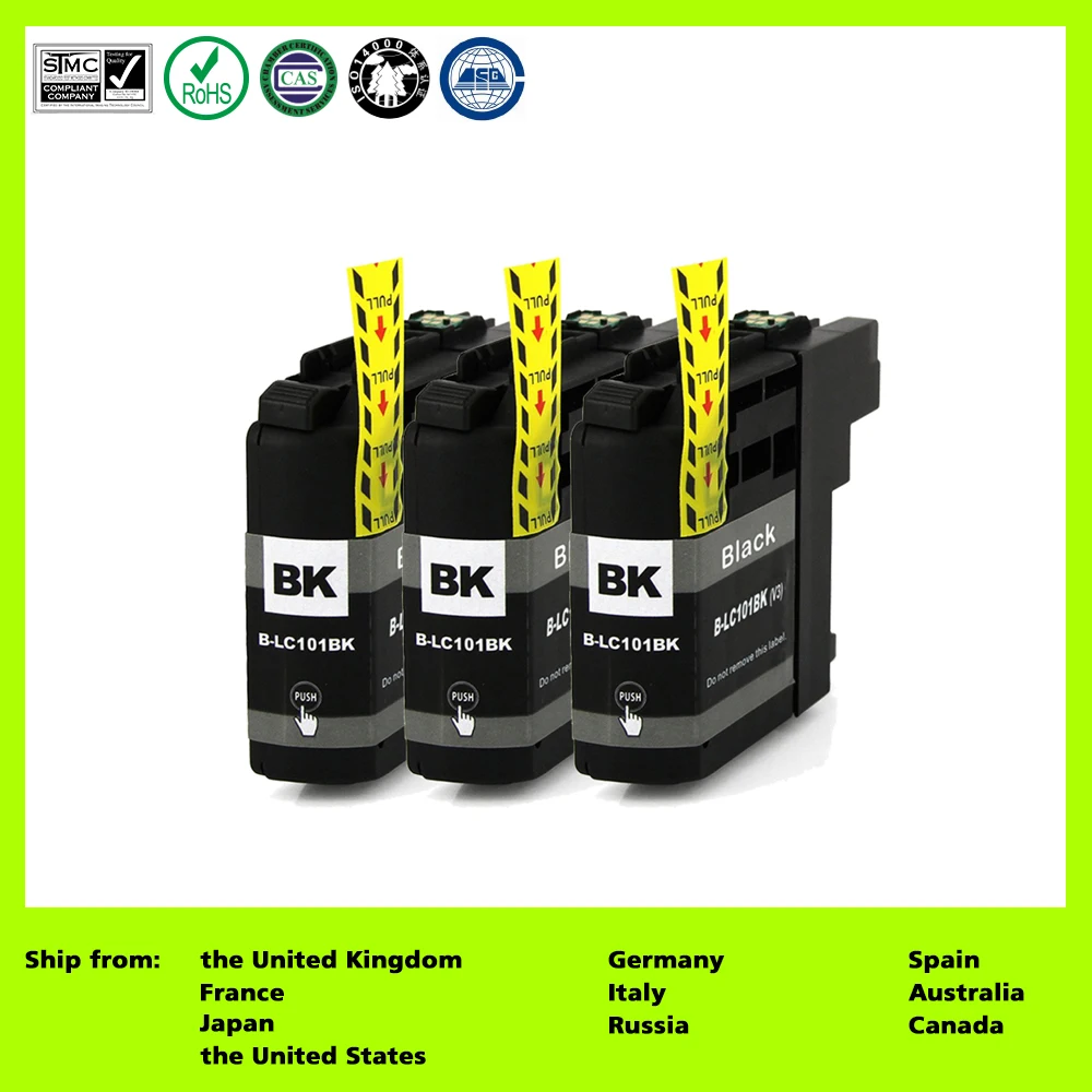 

LCL LC101 LC101XL LC103 LC103XL (3-Pack Black) Ink Cartridge Compatible for MFC-J4310DW J4410DW J4510DW 4610DW