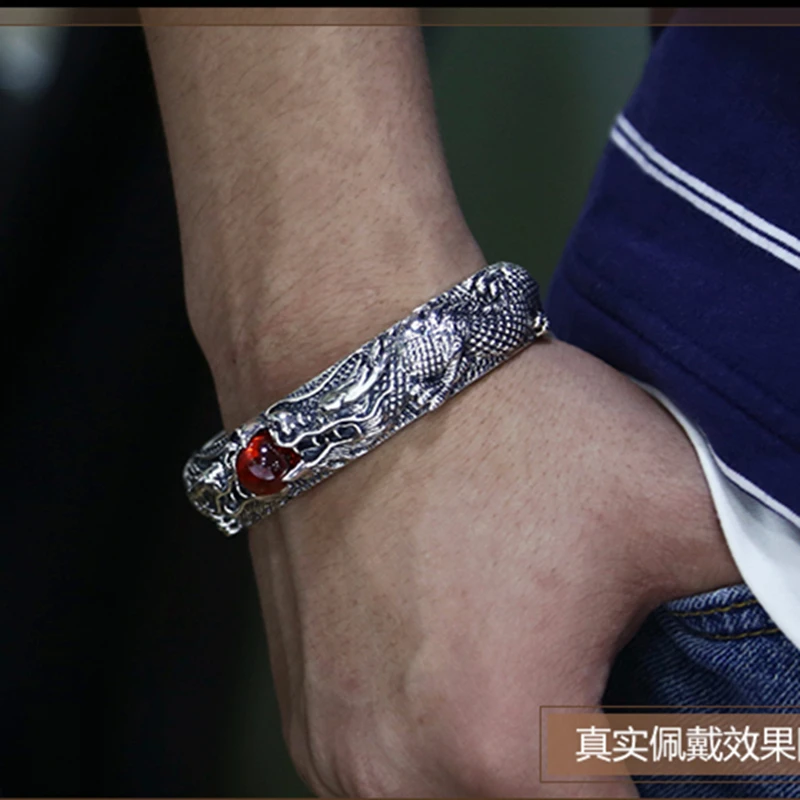 Мужской браслет из стерлингового серебра S925 властный дракон винтажные