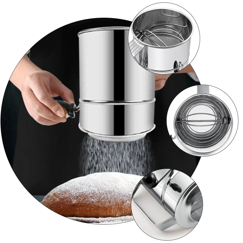 

1pc Stainless Steel Handheld Flour Seive Hand-held Sifter Portable Filter Sieve