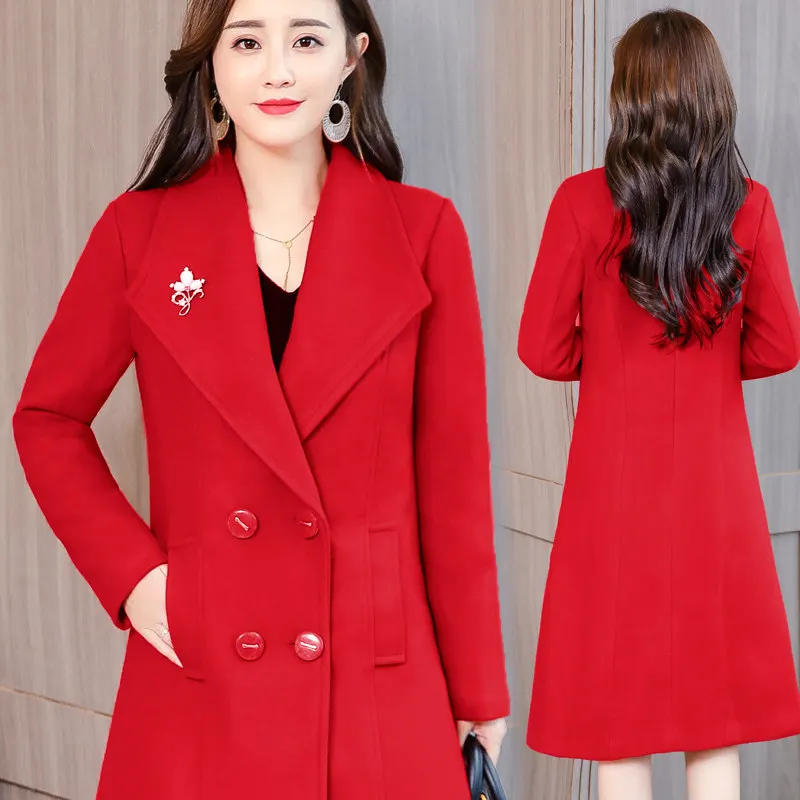 Женское свободное шерстяное пальто сезон осень-зима 2020 двустороннее кашемировое